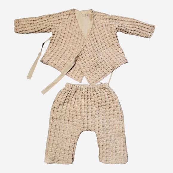 Bebe Organic Waffle Wrap Light Pink Jacket and Pants Set Size 9 Months - Picture 1 of 9